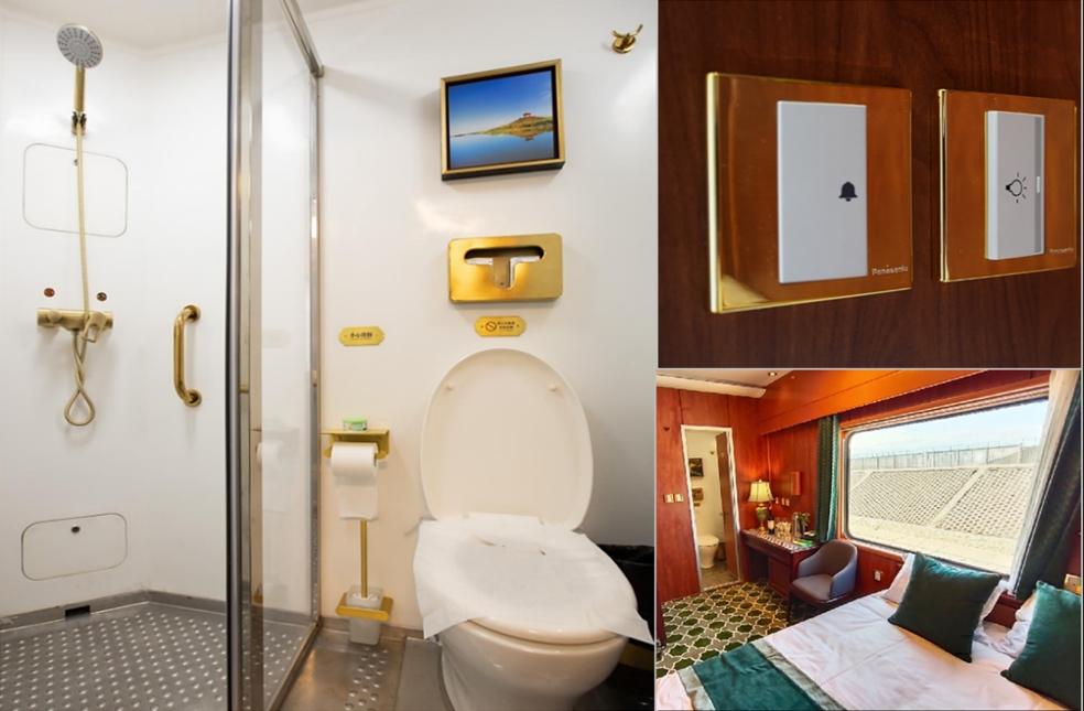 新東方快車配備了防滑地板和扶手，每個包廂安裝有一鍵報警鈴（受訪者提供）